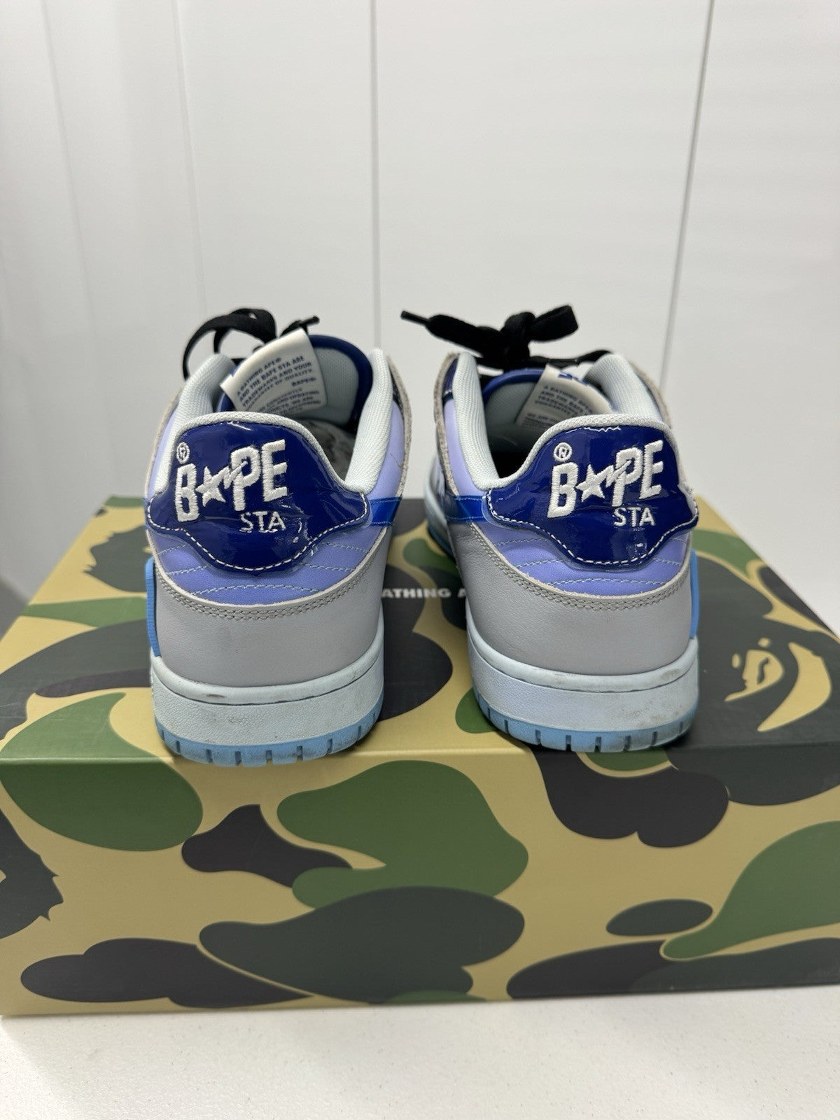 A Bathing Ape BAPE SK8sta #4 M2 Low Top Size 10, Gray/Blue