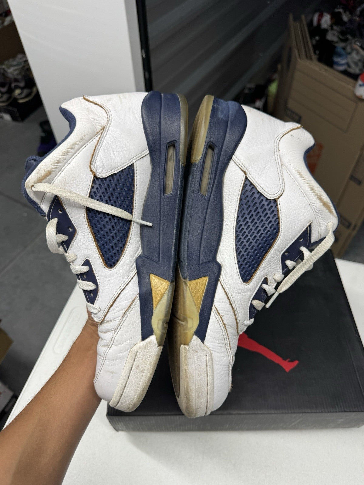 Jordan Air Jordan 5 Retro Low Dunk From Above White/Gold/Navy SZ13