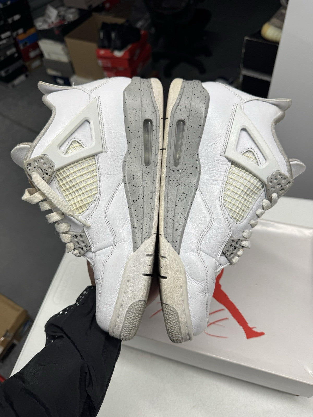 Jordan Air Jordan 4 Men's Mid Top Leather Sneakers White/Gray OREO SIZE 8