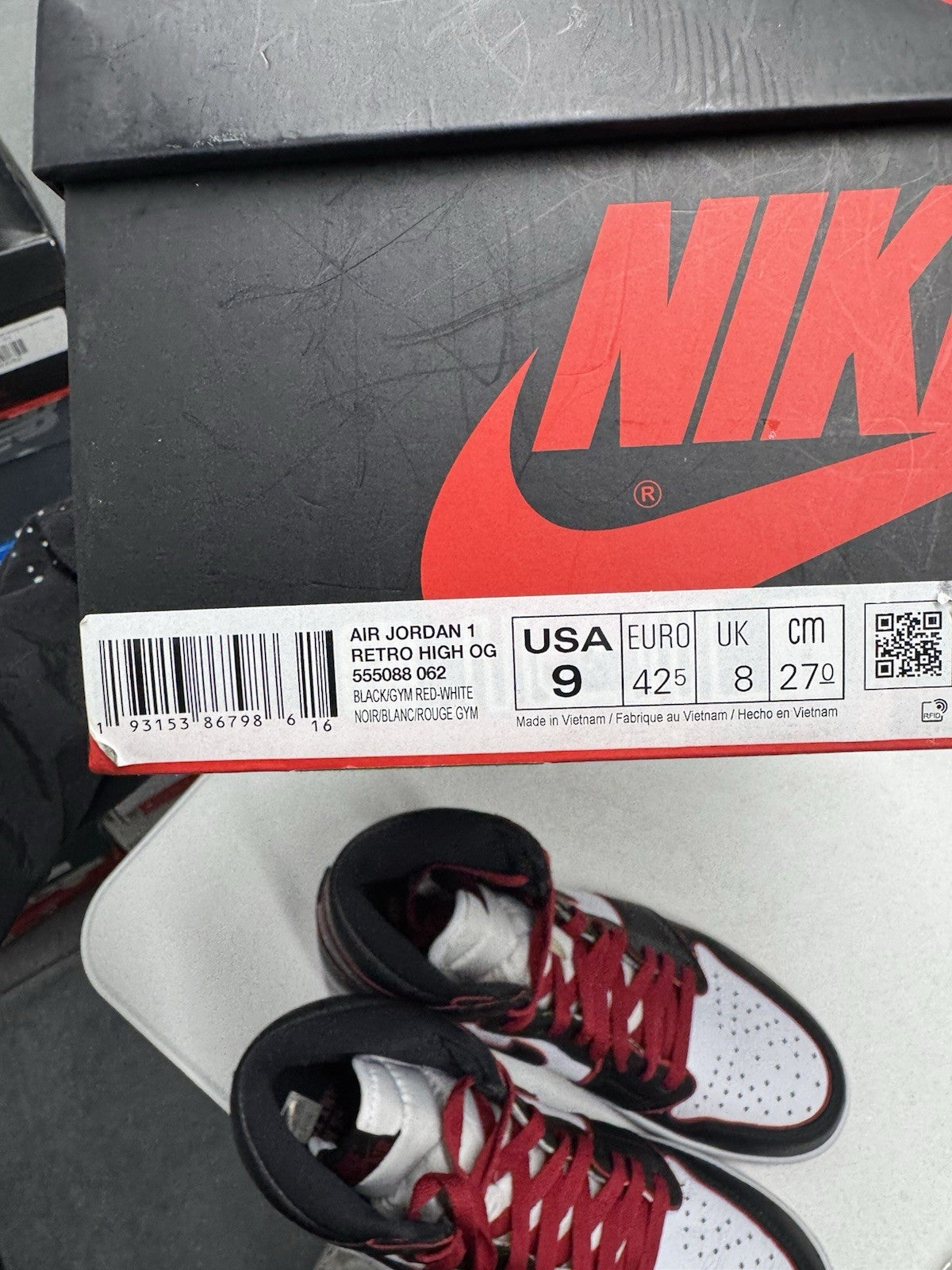 Jordan Air Jordan 1 Retro High OG Bloodline Black/Gym Red-White 2019 SIZE 9