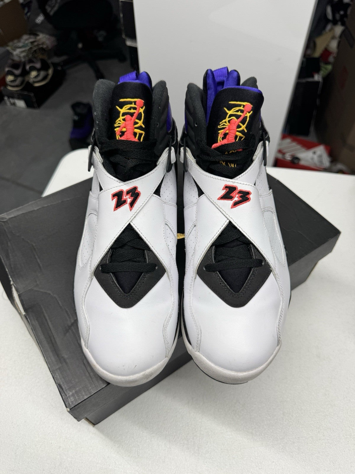 Jordan Air Jordan 8 Retro Three-Peat White/Black/Purple SIZE 10