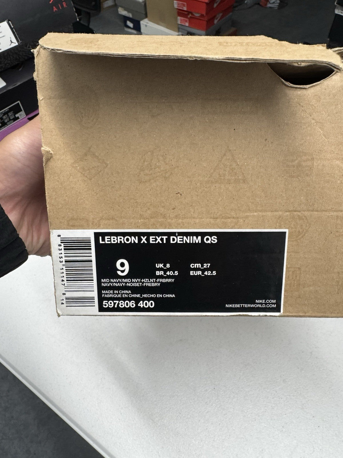 Nike LeBron X EXT Denim QS High Top Blue/Pink/Brown US 9 SIZE 9