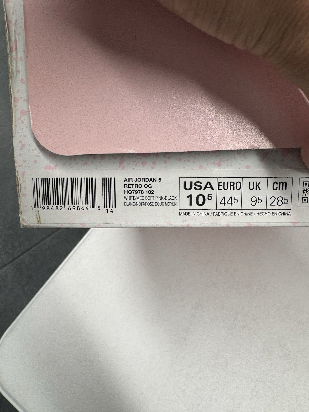 Jordan Air Jordan 5 Retro Medium Soft Pink White/Black Men's Sneakers Size 10.5
