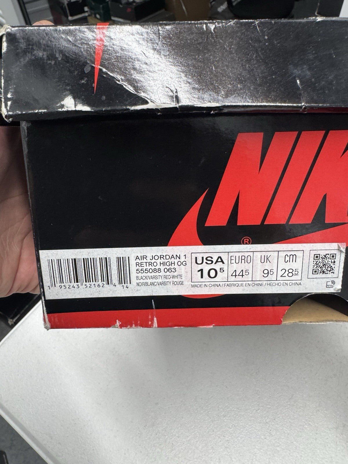 Jordan Air Jordan 1 Retro High OG Patent Bred Black/Varsity Red SIZE 10.5