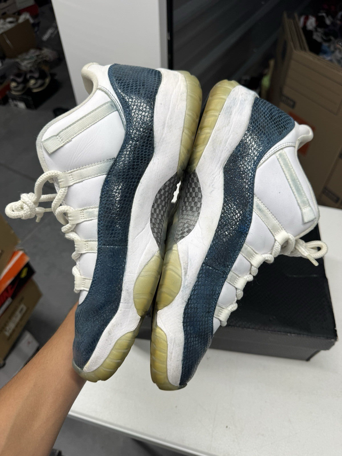 Jordan Air Jordan 11 Retro Low Snakeskin White/Black/Navy 2019 SZ13