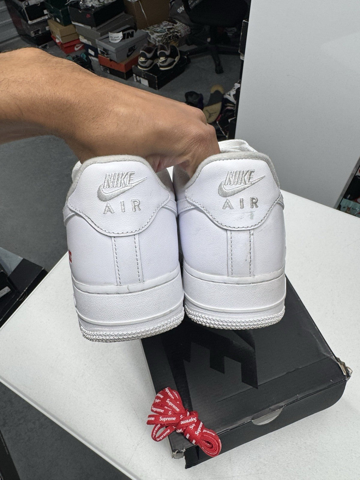 Nike Air Force 1 Low Supreme Box Logo White/White Sneakers 2020 SIZE 10.5