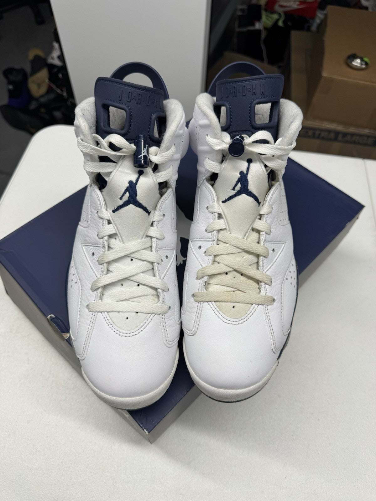 Jordan Air Jordan 6 Retro Men's Sneakers White/Midnight Navy SIZE 9.5