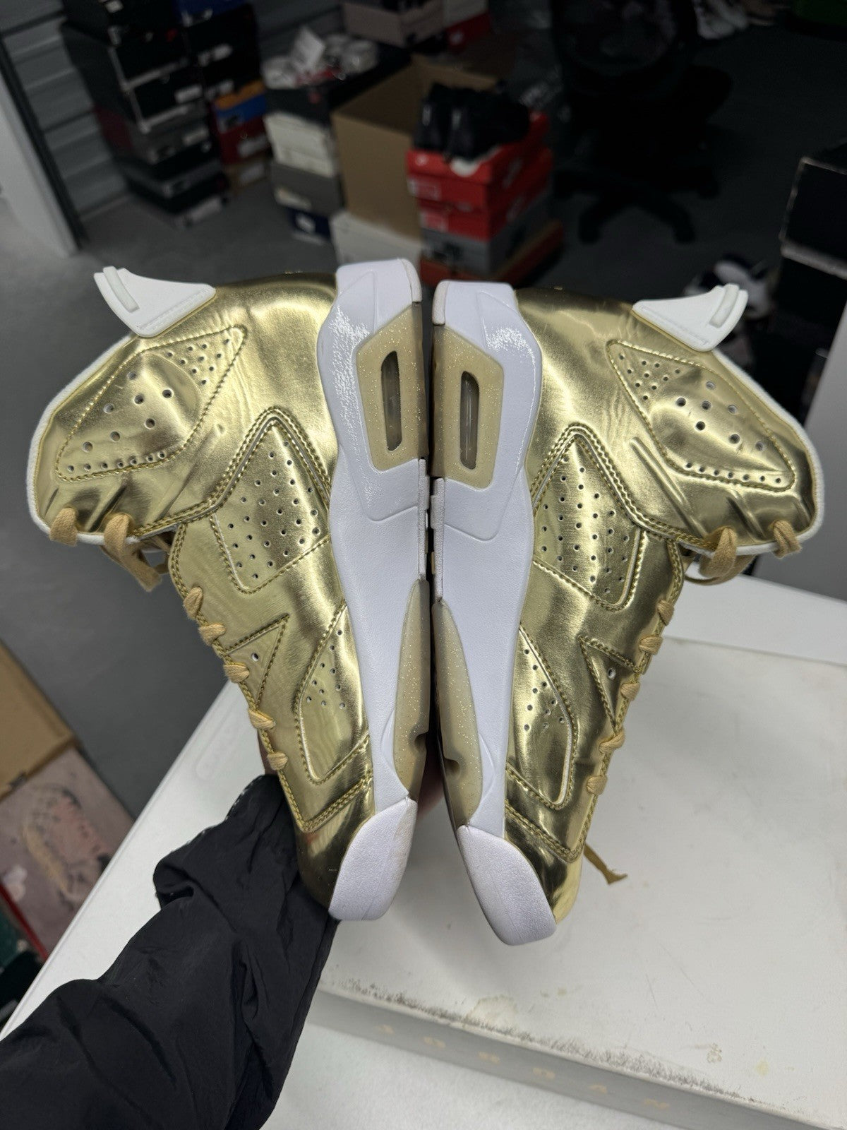 Jordan Air Jordan 6 Retro Pinnacle Men's Sneakers Metallic Gold/White SIZE 8
