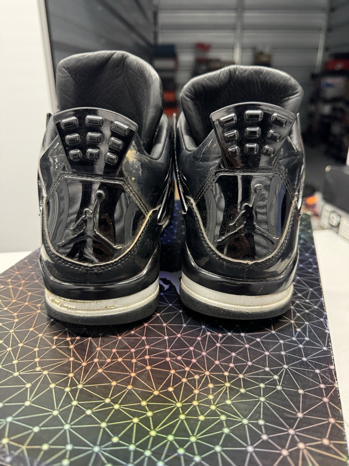 Jordan Air Jordan 4 Retro 11Lab4 Black/White Patent Leather Sneakers SIZE 9.5