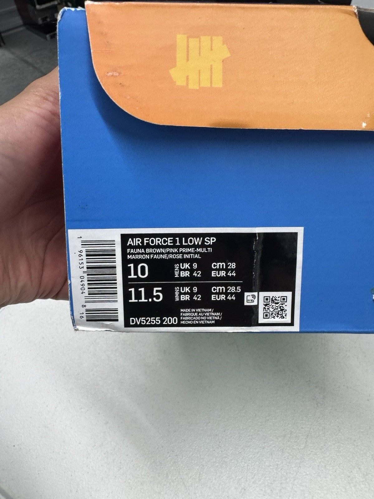 Nike Undefeated x Air Force 1 Low SP Pink Prime Fauna Brown SIZE 10