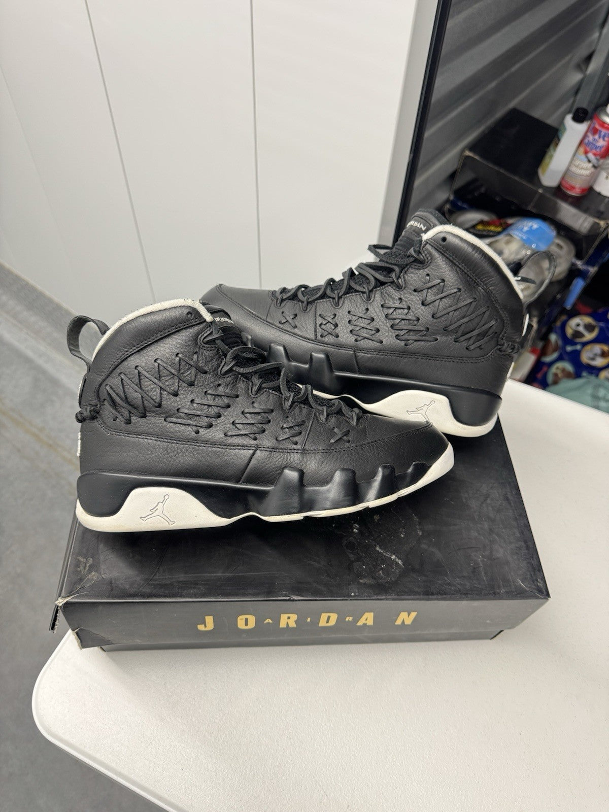 Jordan Air Jordan 9 Pinnacle Retro Black White High Top Sneaker size 10.5 