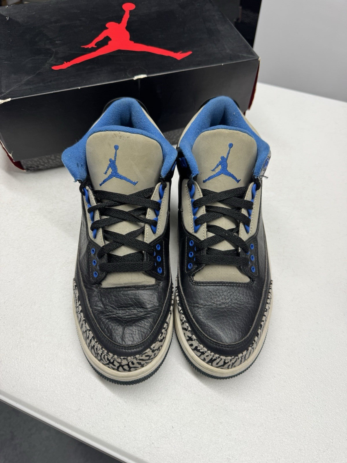 Jordan Air Jordan 3 Retro Sport Blue 2014 Black/Wolf Grey SIZE 9