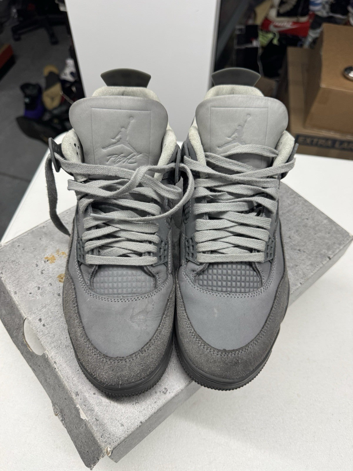 Jordan Air Jordan 4 Retro SE Wet Cement Smoke Grey Suede SIZE 9