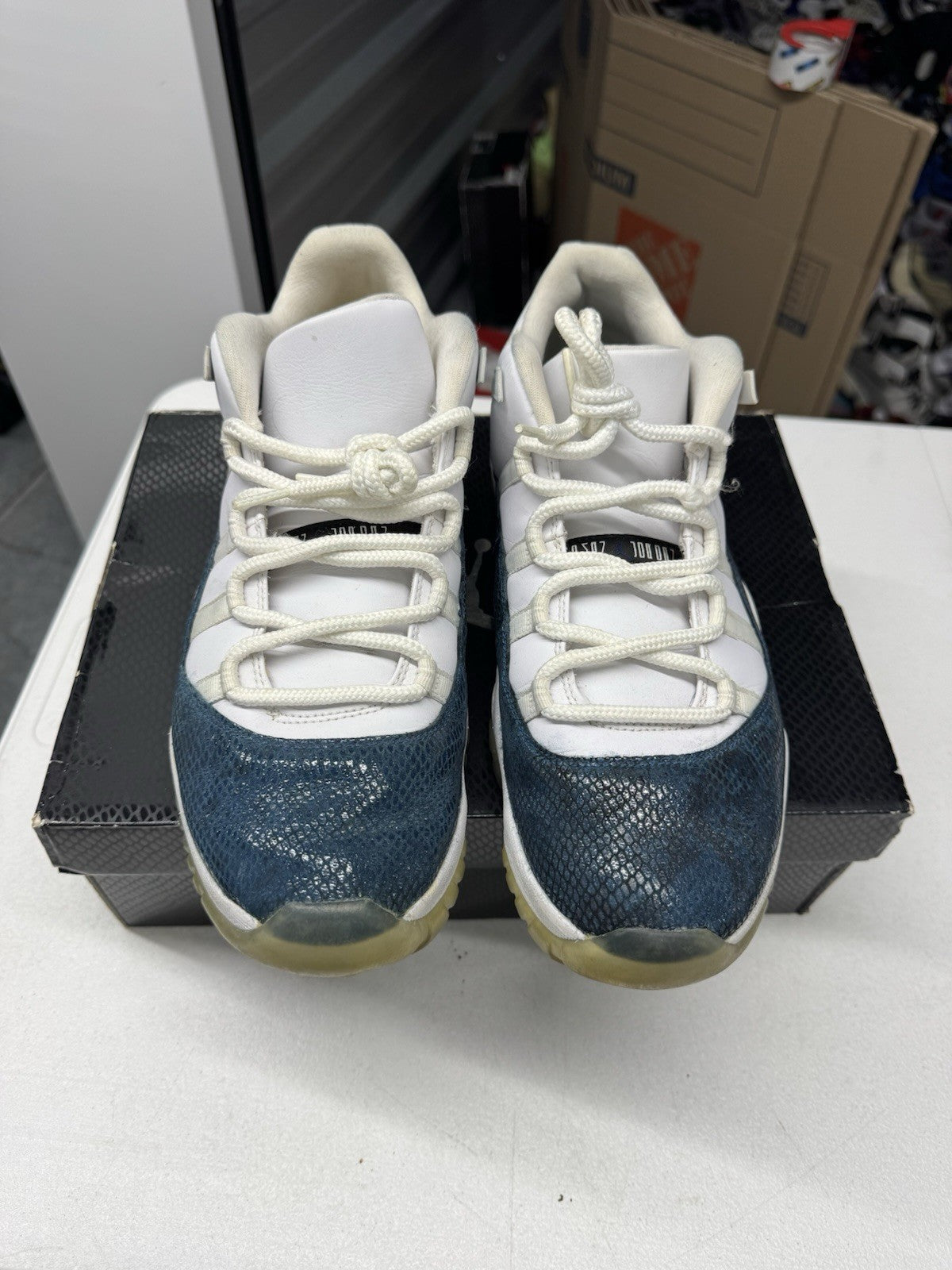 Jordan Air Jordan 11 Retro Low Snakeskin White/Black/Navy 2019 SZ13