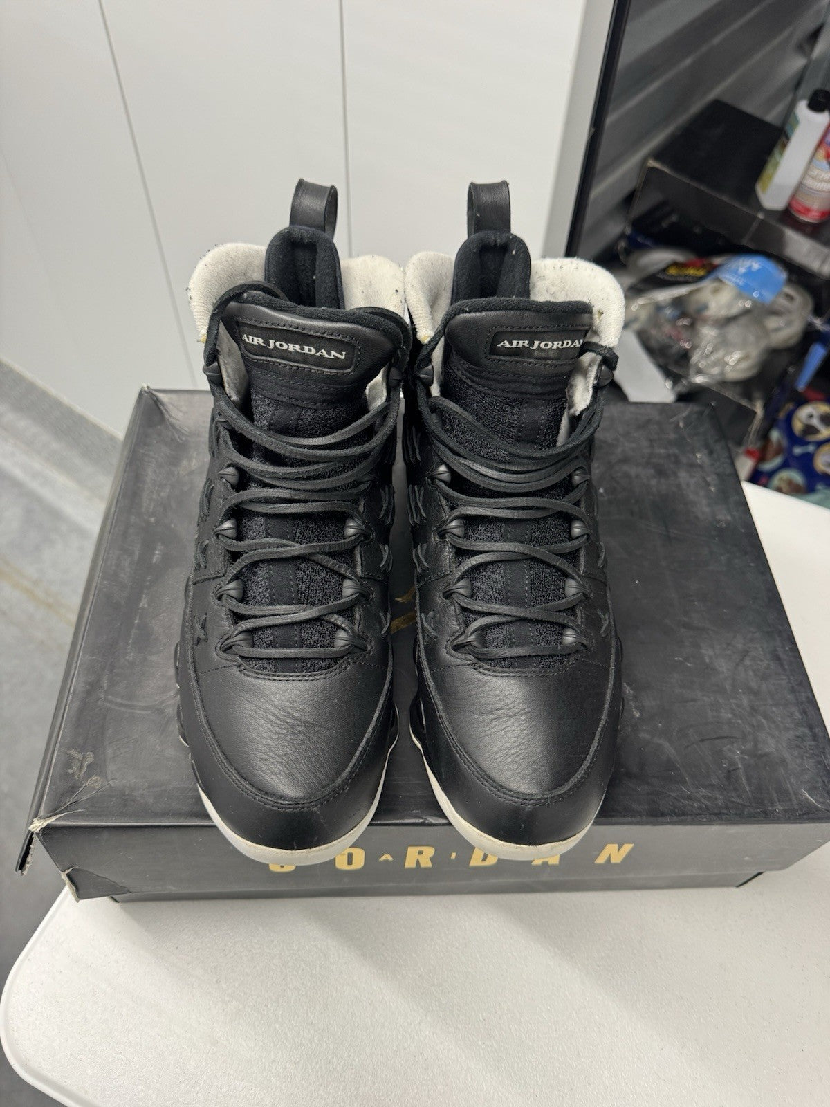 Jordan Air Jordan 9 Pinnacle Retro Black White High Top Sneaker size 10.5 