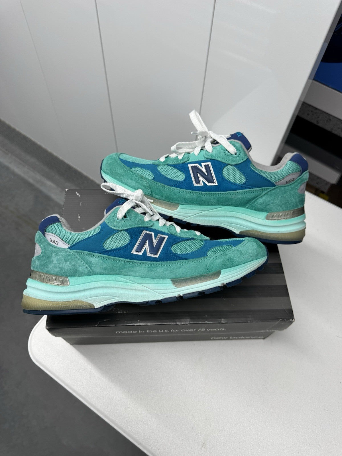 New Balance 992 MiUSA Blue Silver Metallic Size 11