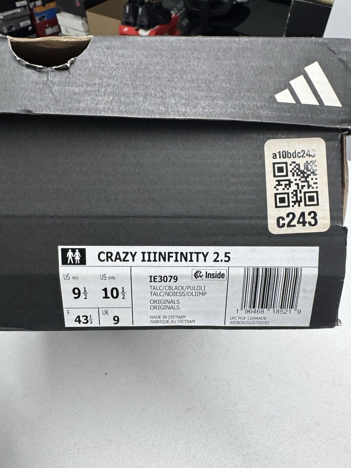 adidas Crazy IIInfinity 2.5 Men's Sneakers Chalk Black/White Low Top SIZE 9.5