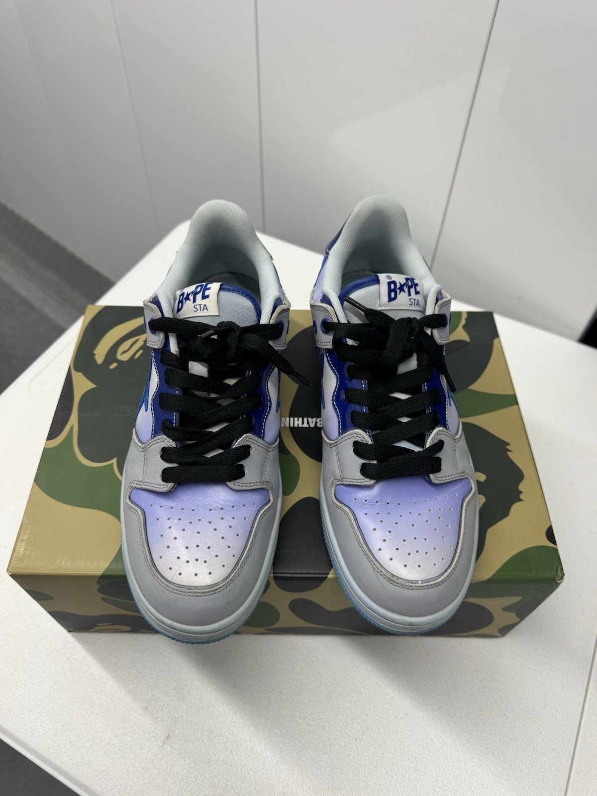 A Bathing Ape BAPE SK8sta #4 M2 Low Top Size 10, Gray/Blue