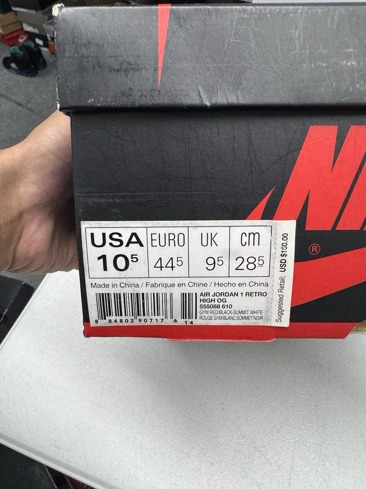 Jordan Air Jordan 1 Retro High OG Bred Toe Leather High Top SIZE 10.5