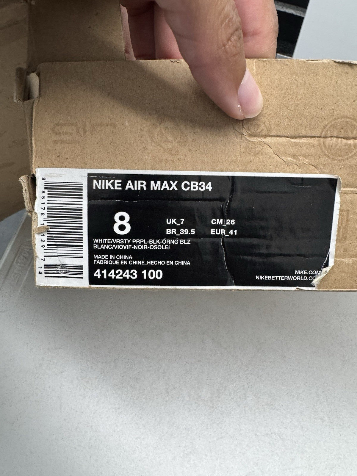 Nike Air Max CB34 Men's Sneakers White/Purple/Black/Orange SIZE 8
