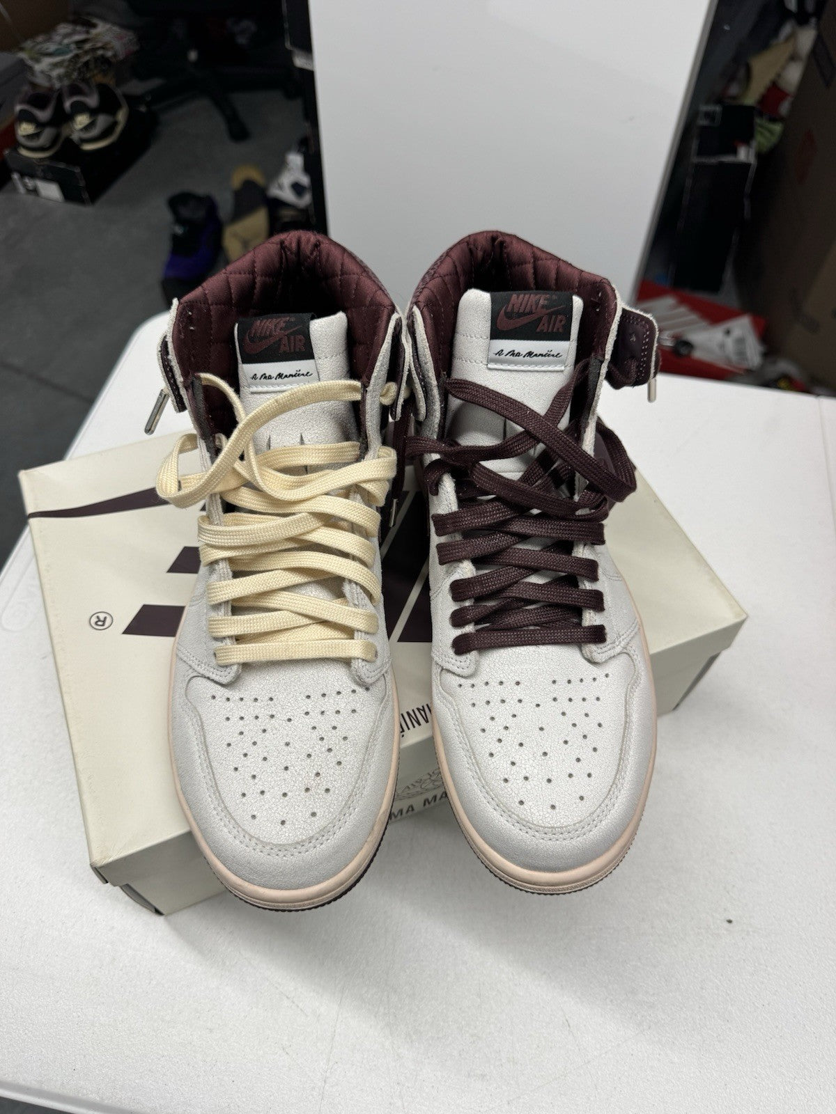 Jordan Air Jordan 1 High OG x A Ma Maniere Airness Sail/Burgundy 2021 SIZE 10.5
