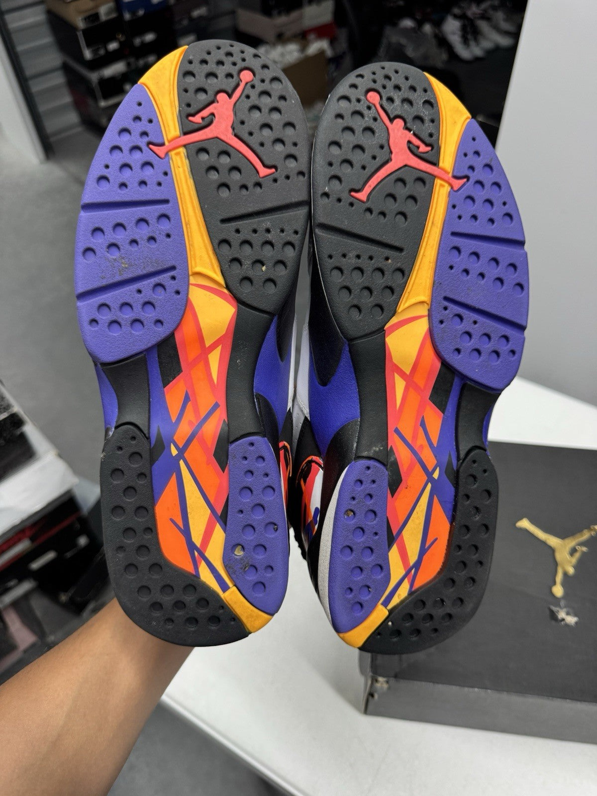 Jordan Air Jordan 8 Retro Three-Peat White/Black/Purple SIZE 10