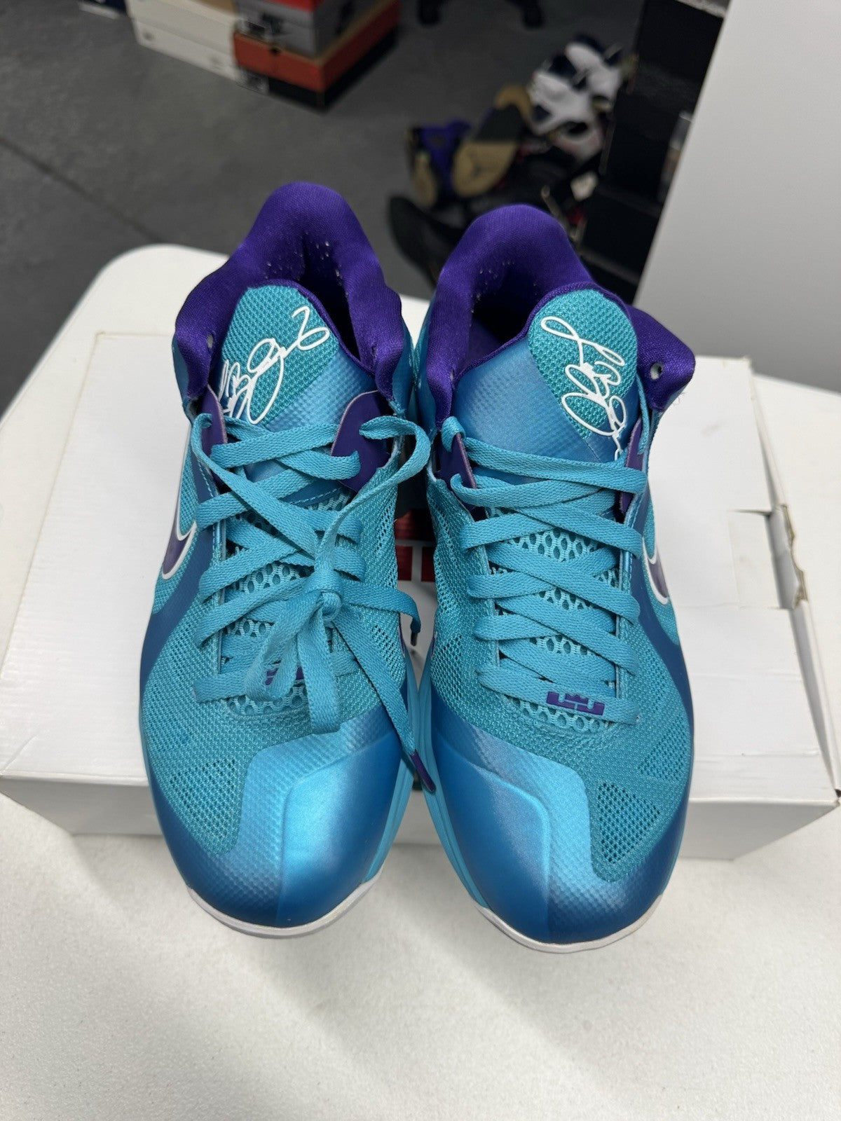 Nike LeBron 9 Low Summit Lake Hornets Men's Sneakers Turquoise/Purple/White