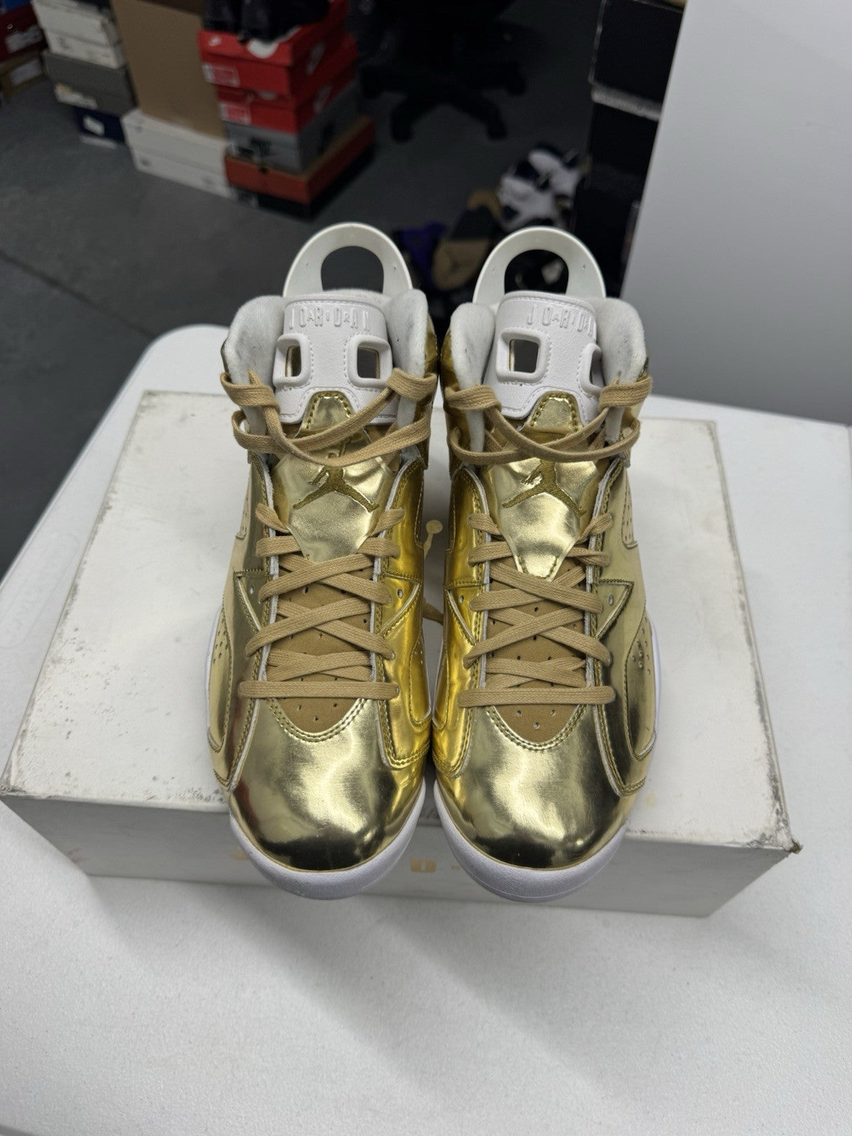 Jordan Air Jordan 6 Retro Pinnacle Men's Sneakers Metallic Gold/White SIZE 8