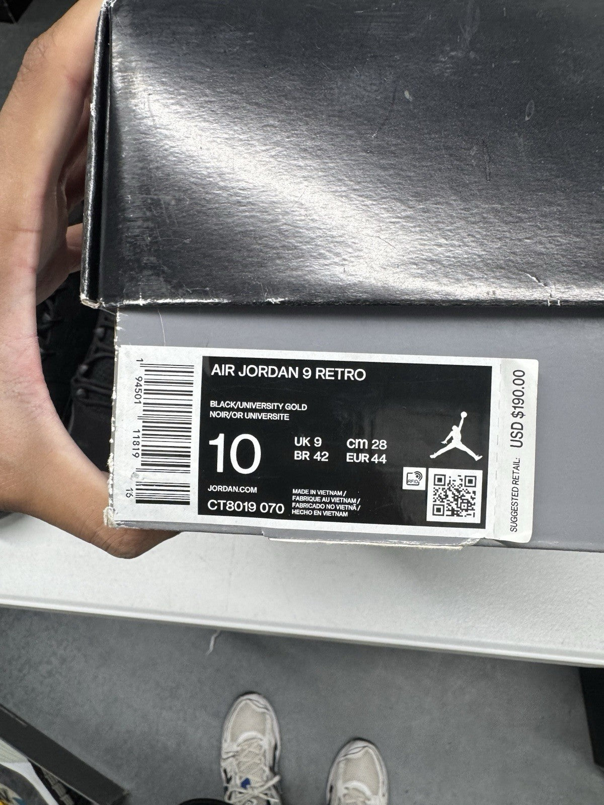 Jordan Air Jordan 9 Retro Black/Dark Charcoal-University Gold 2021 Size 10