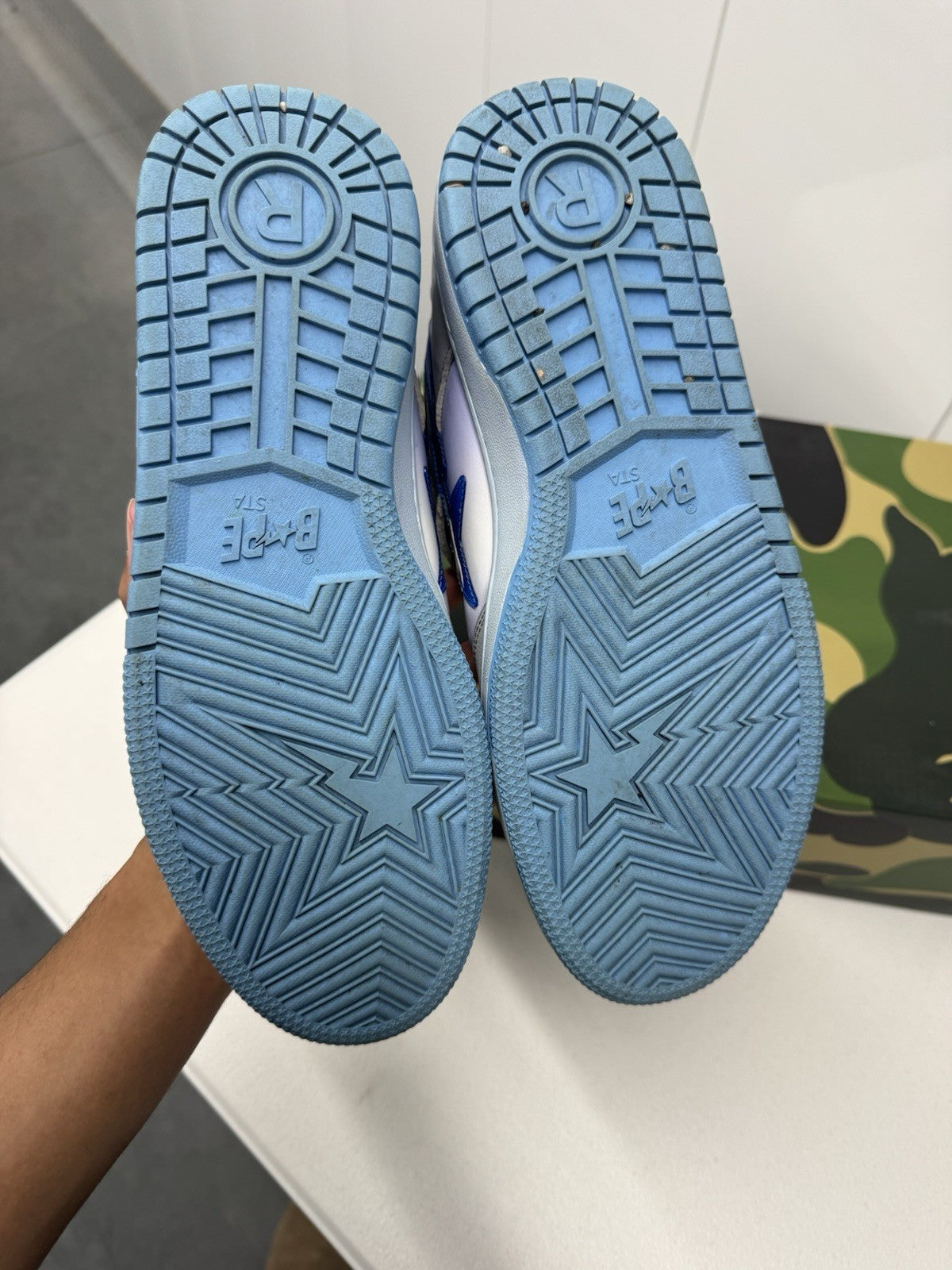 A Bathing Ape BAPE SK8sta #4 M2 Low Top Size 10, Gray/Blue