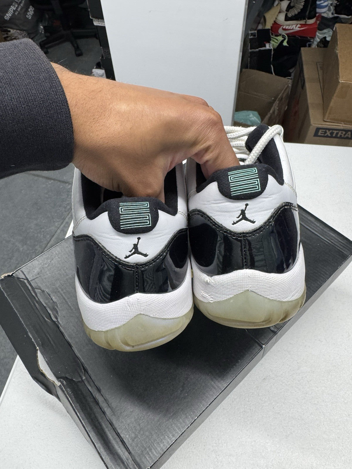 Jordan Air Jordan 11 Retro Low Emerald Rise White/Black Sneakers SIZE 9.5