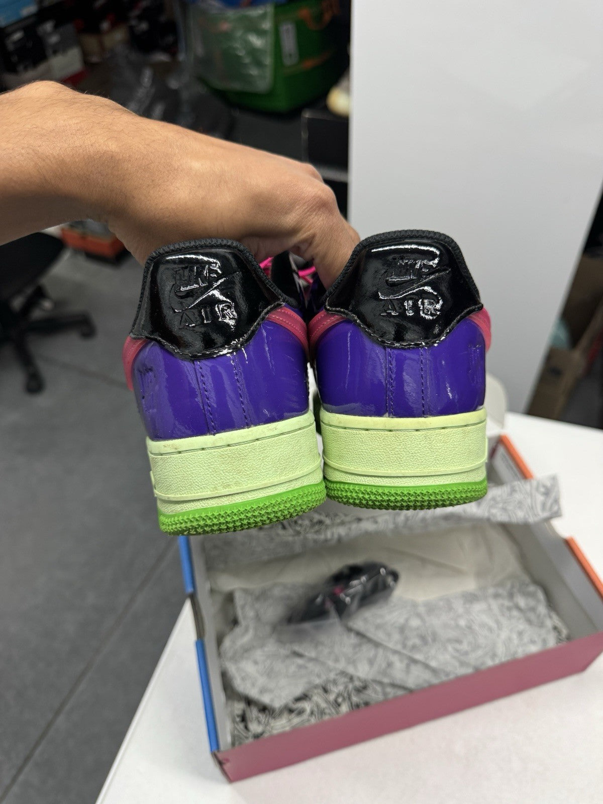 Nike Undefeated Air Force 1 Low Pink Prime Multicolor Patent Leather SIZE 8.5