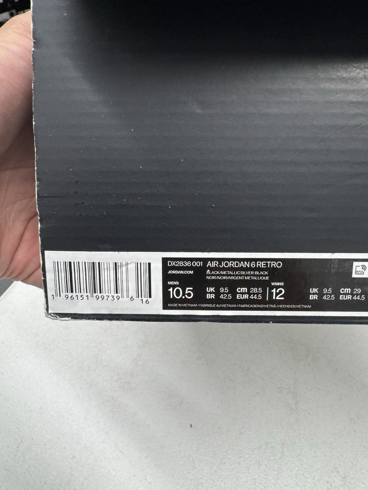 Jordan Air Jordan 6 Retro Mid Chrome Black/Metallic Silver SIZE 10.5