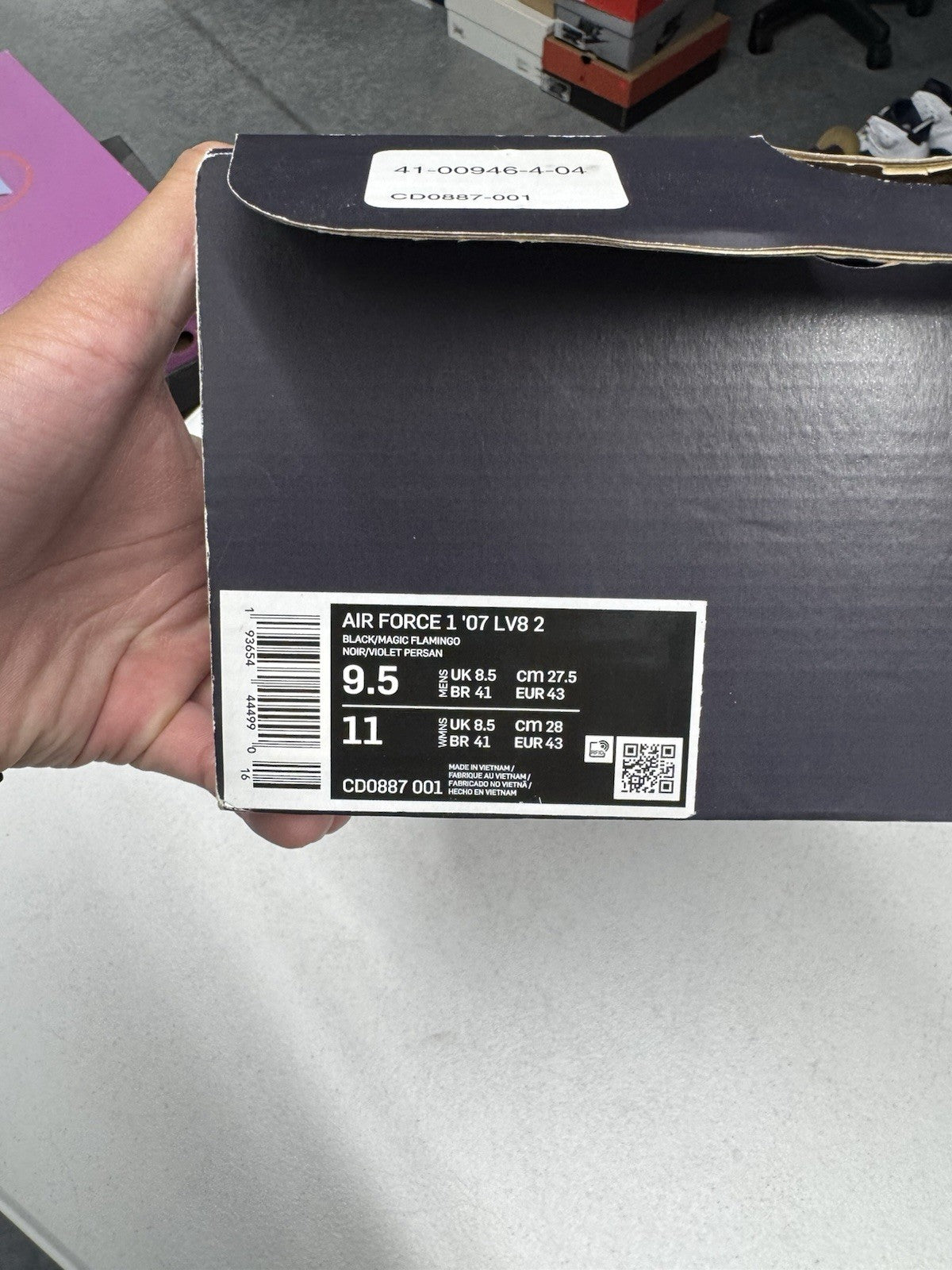 Nike Air Force 1 '07 LV8 2 ACG Black/Magic Flamingo Low Top Suede SIZE 9.5