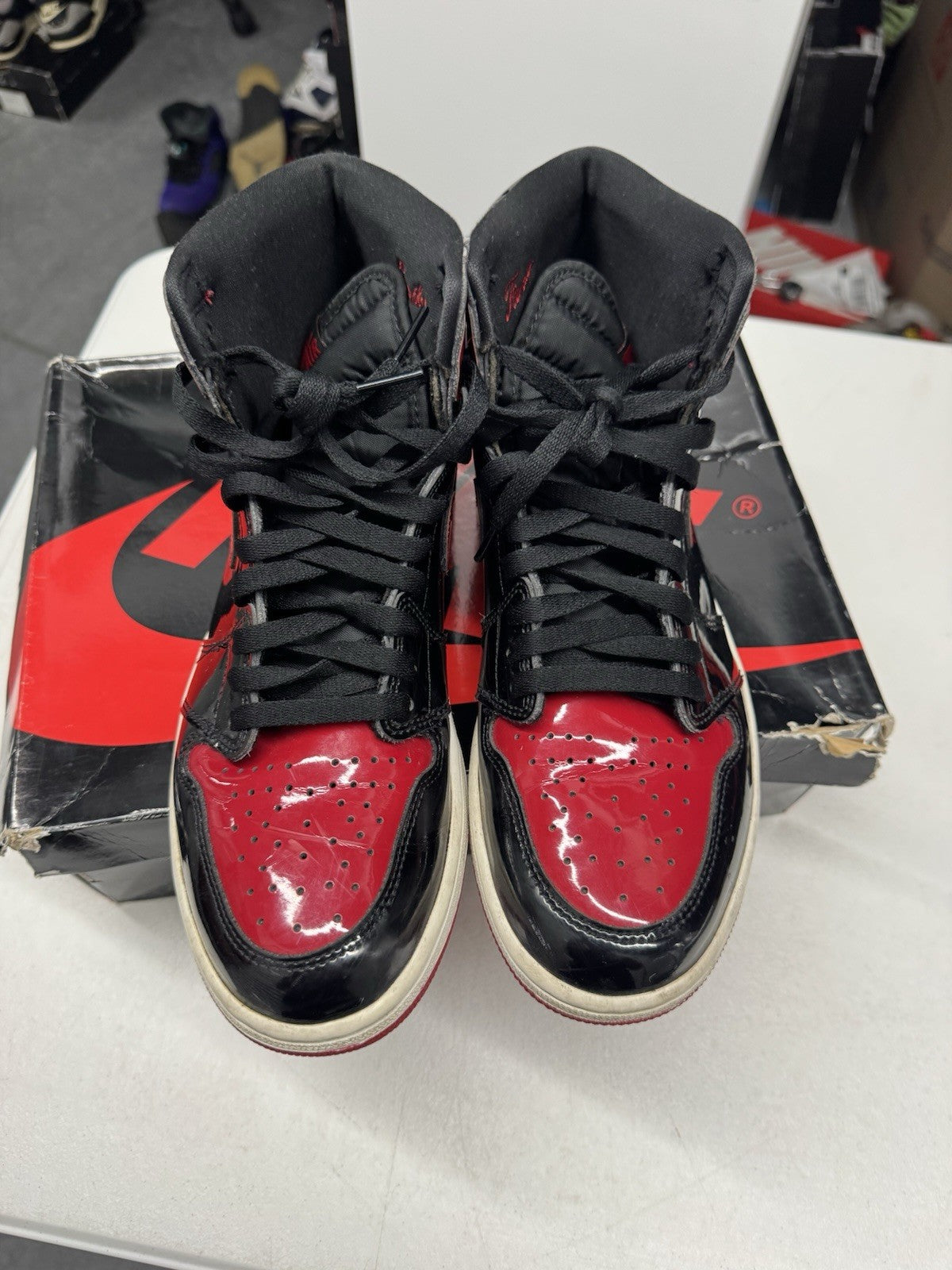 Jordan Air Jordan 1 Retro High OG Patent Bred Black/Varsity Red SIZE 10.5