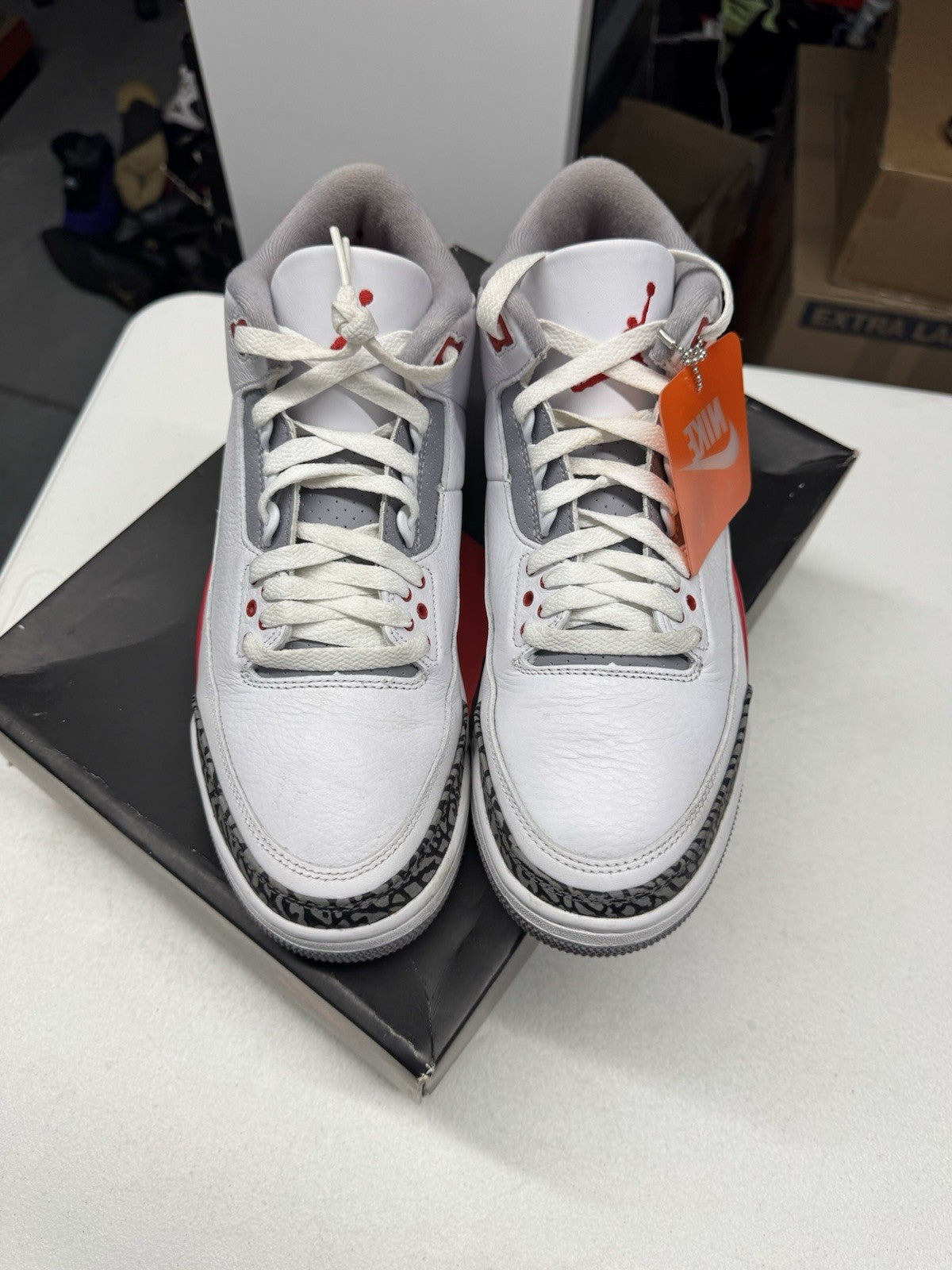 Jordan Air Jordan 3 Retro Fire Red White/Cement Grey/Black Sneakers SIZE 9.5