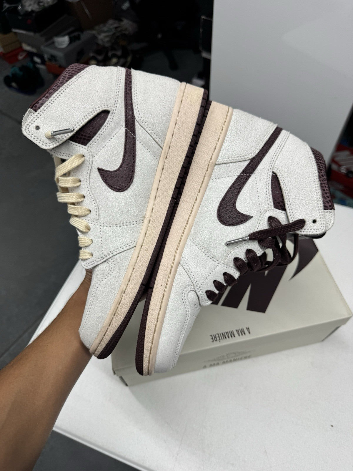 Jordan Air Jordan 1 High OG x A Ma Maniere Airness Sail/Burgundy 2021 SIZE 10.5