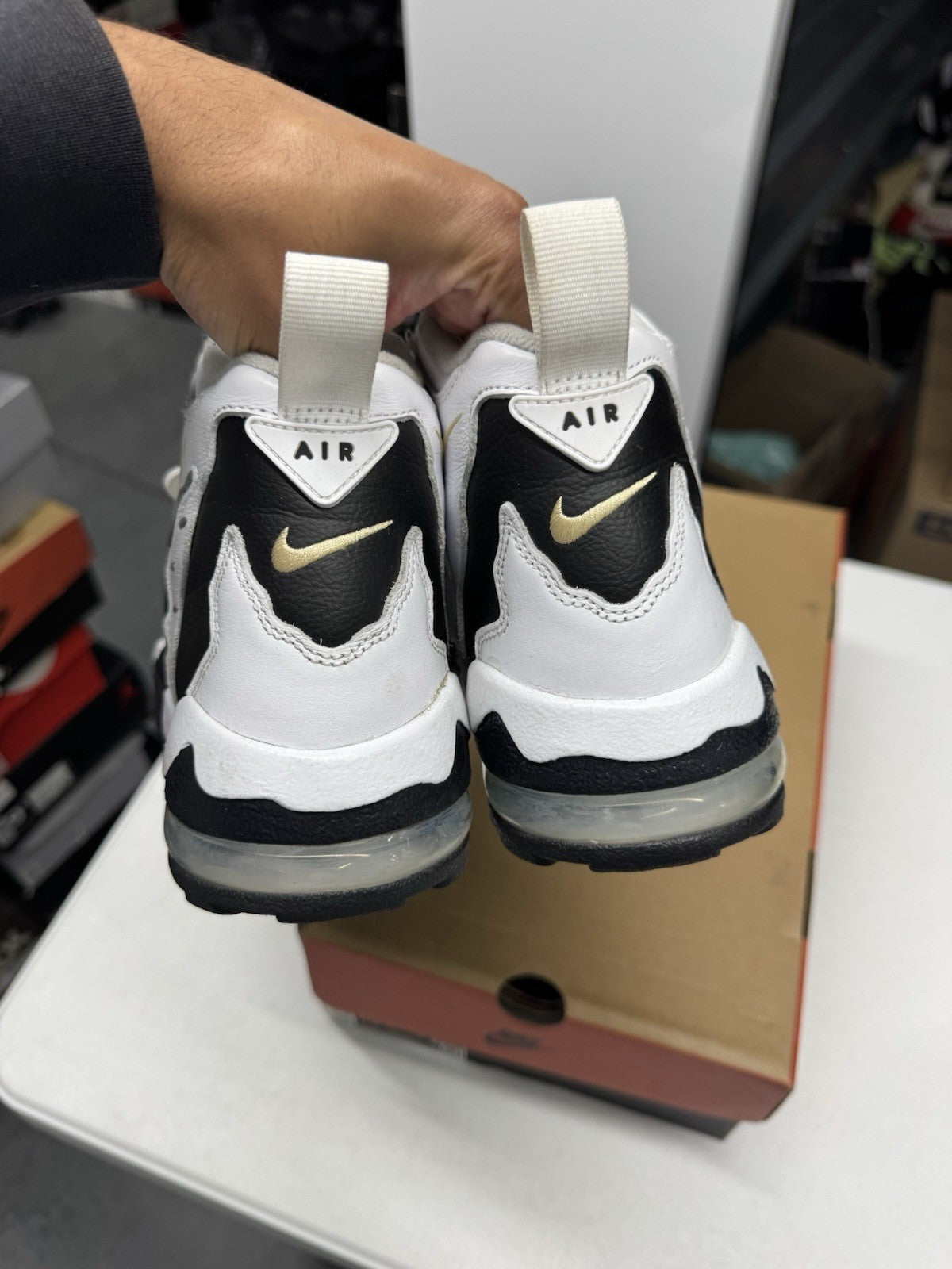 Nike Air DT Max '96 Colorado Away White/Black/Vegas Gold Straps SIZE 10