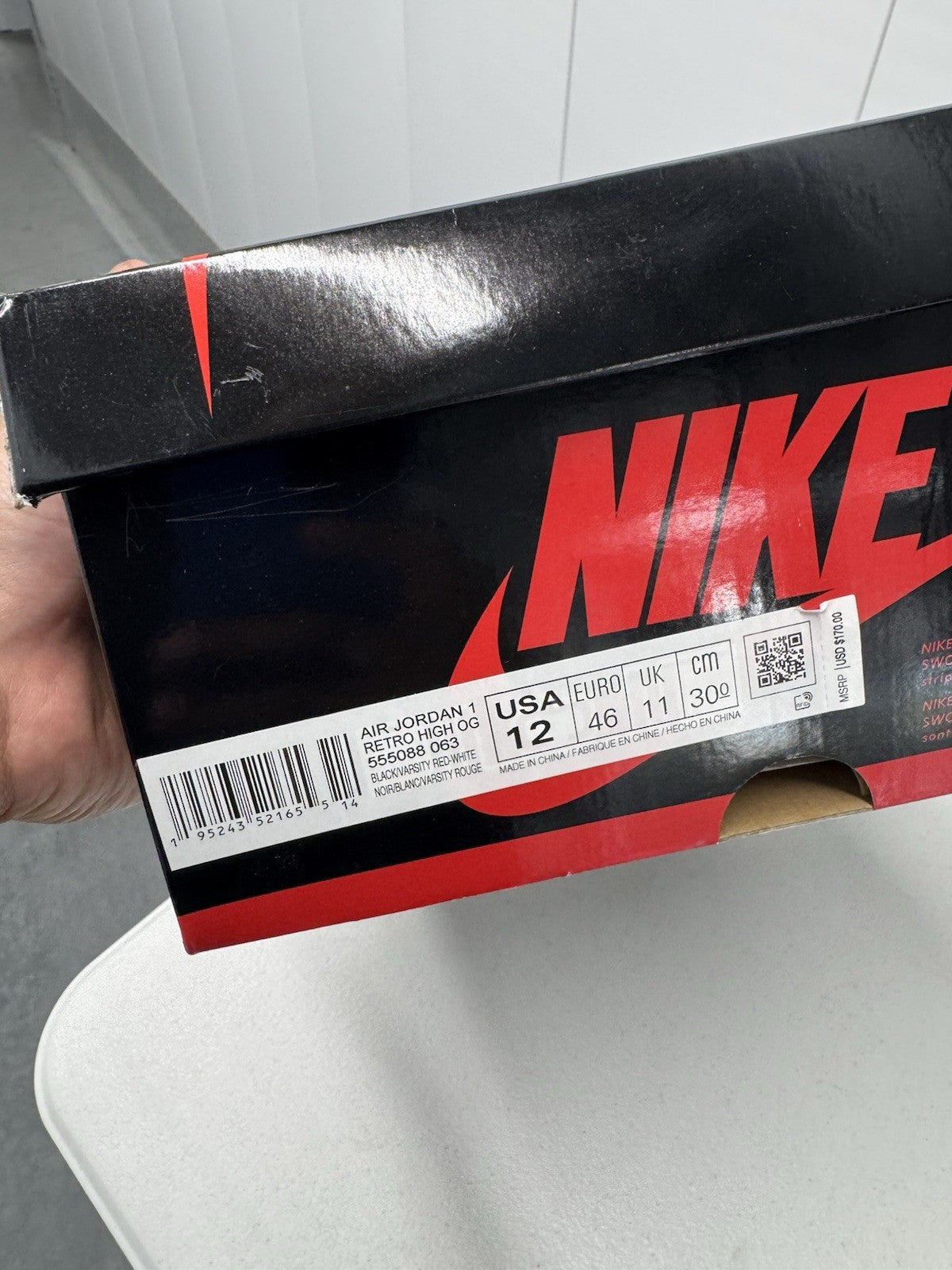 Air Jordan 1 Men's Size 12 Patent Bred Colorway
