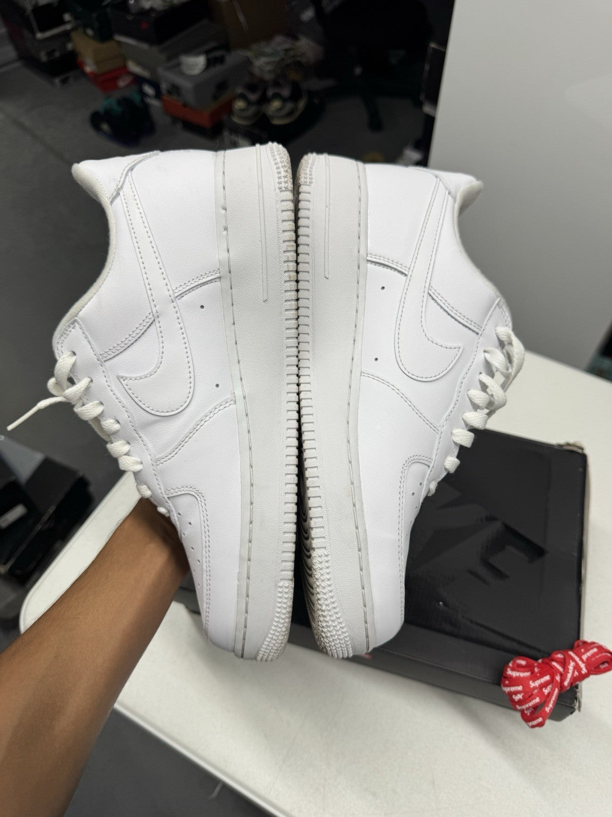 Nike Air Force 1 Low Supreme Box Logo White/White Sneakers 2020 SIZE 10.5