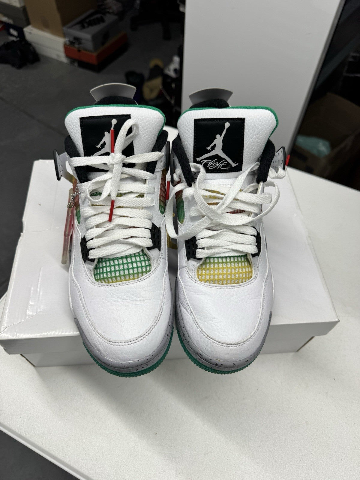 Jordan WMNS Air Jordan 4 Retro Rasta White/Red/Green/Black SIZE 11W/9.5M