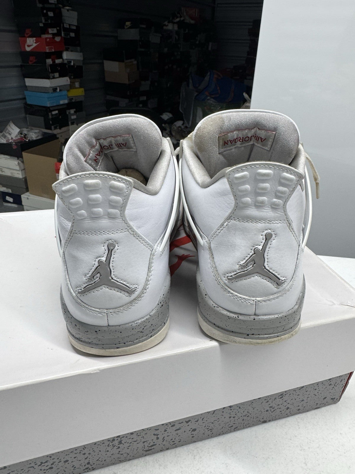 Jordan Air Jordan 4 Men's Mid Top Leather Sneakers White/Gray OREO SIZE 8