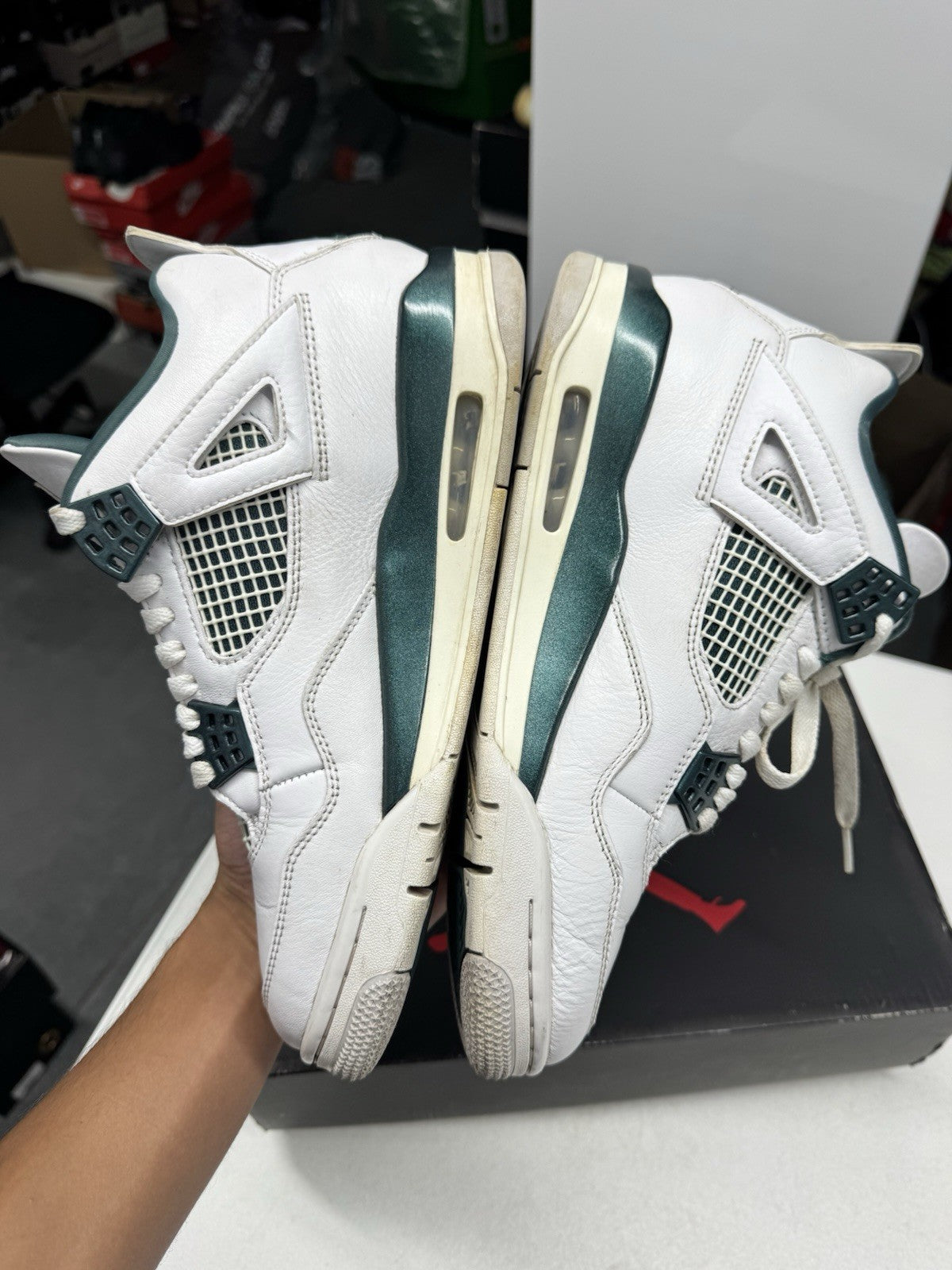Jordan Air Jordan 4 Retro Men's Sneakers White/Oxidized Green FQ8138-103 SIZE 8