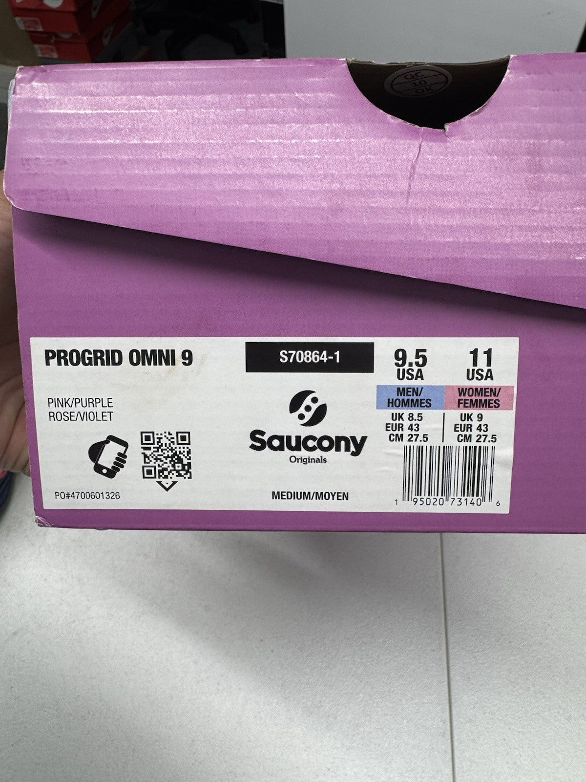 Saucony Jae Tips x ProGrid Omni 9 To Do List Pink/Purple S70864-1 SIZE 9.5