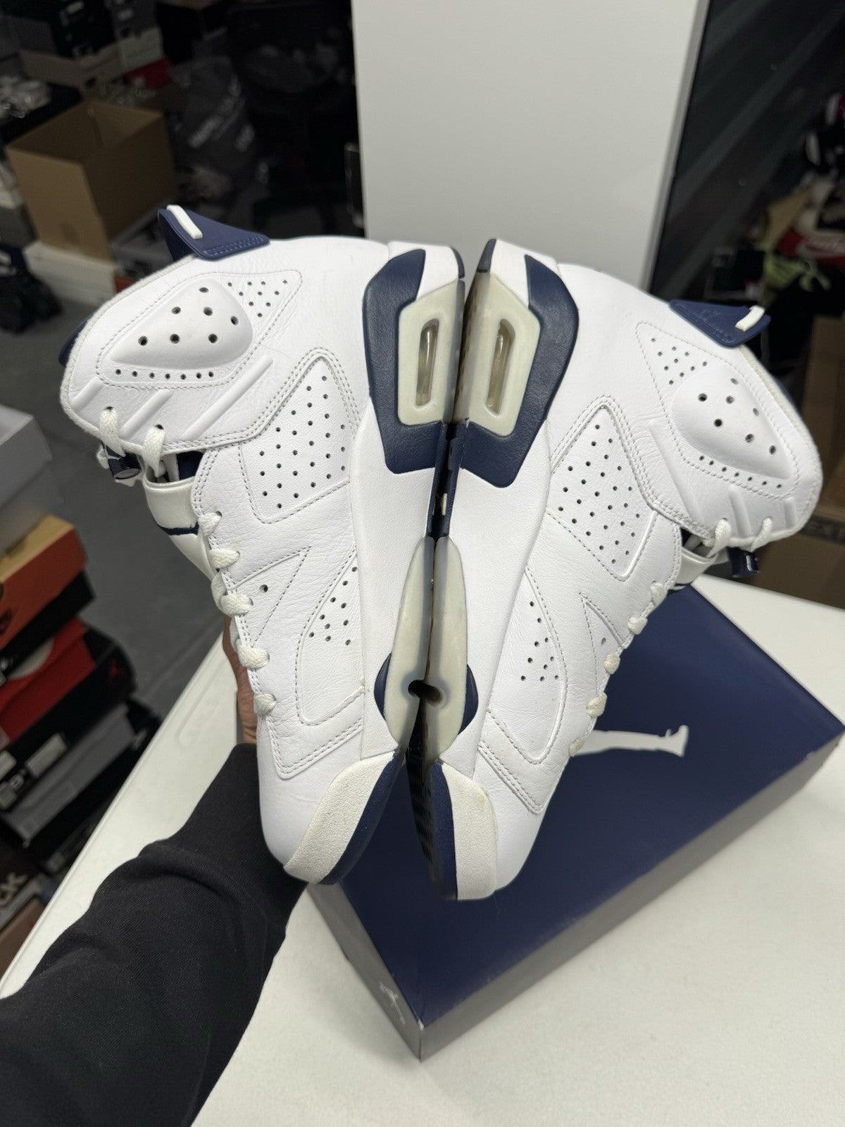 Jordan Air Jordan 6 Retro Men's Sneakers White/Midnight Navy SIZE 9.5