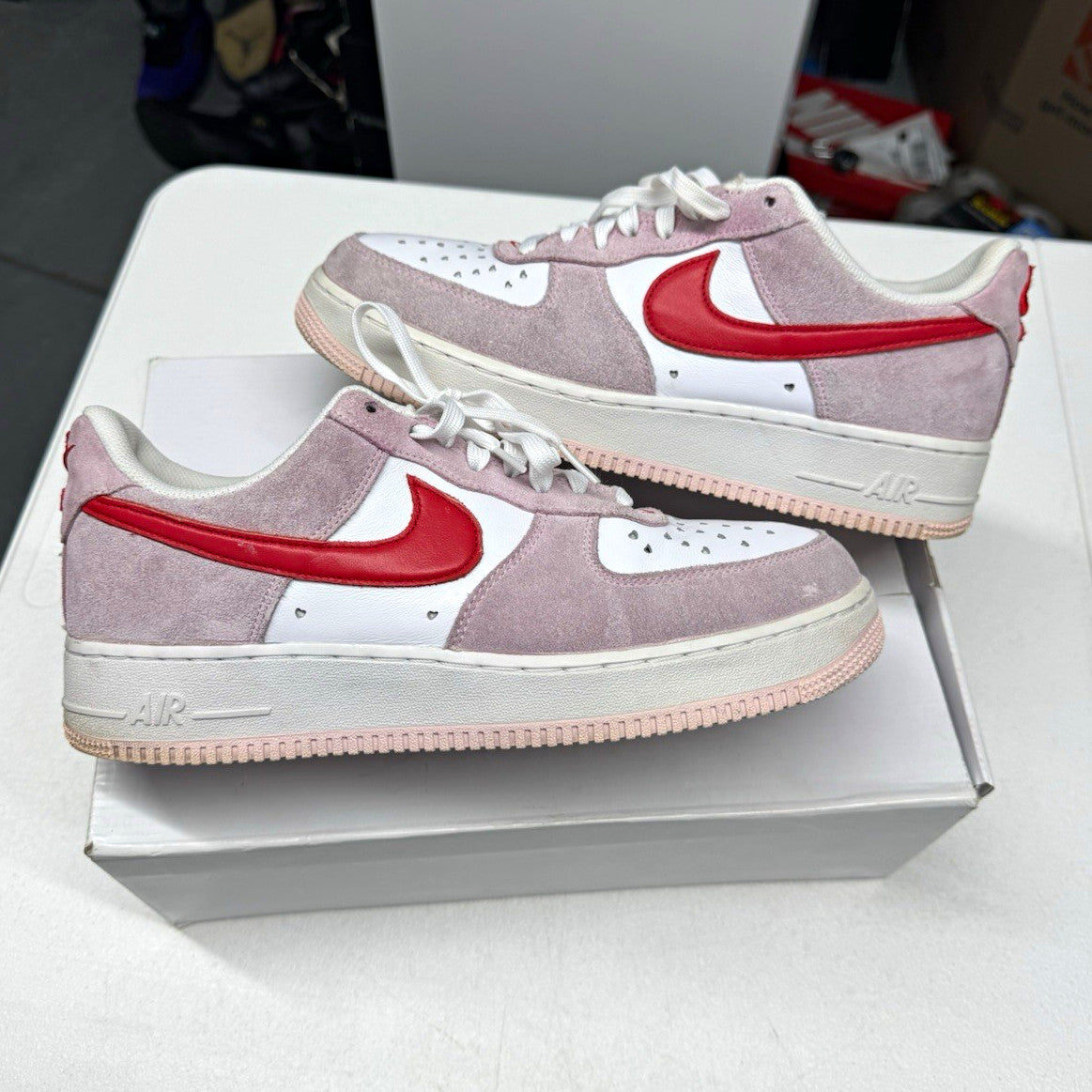 Nike Air Force 1 '07 QS Valentine's Day Love Letter Tulip Pink Suede SIZE 10