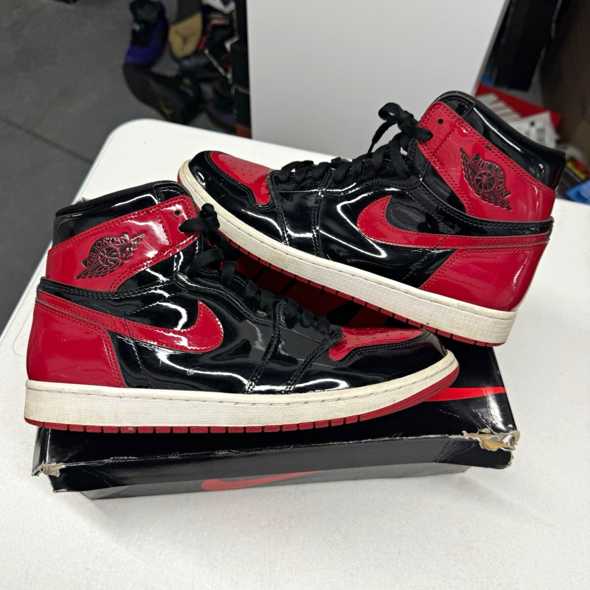 Jordan Air Jordan 1 Retro High OG Patent Bred Black/Varsity Red SIZE 10.5