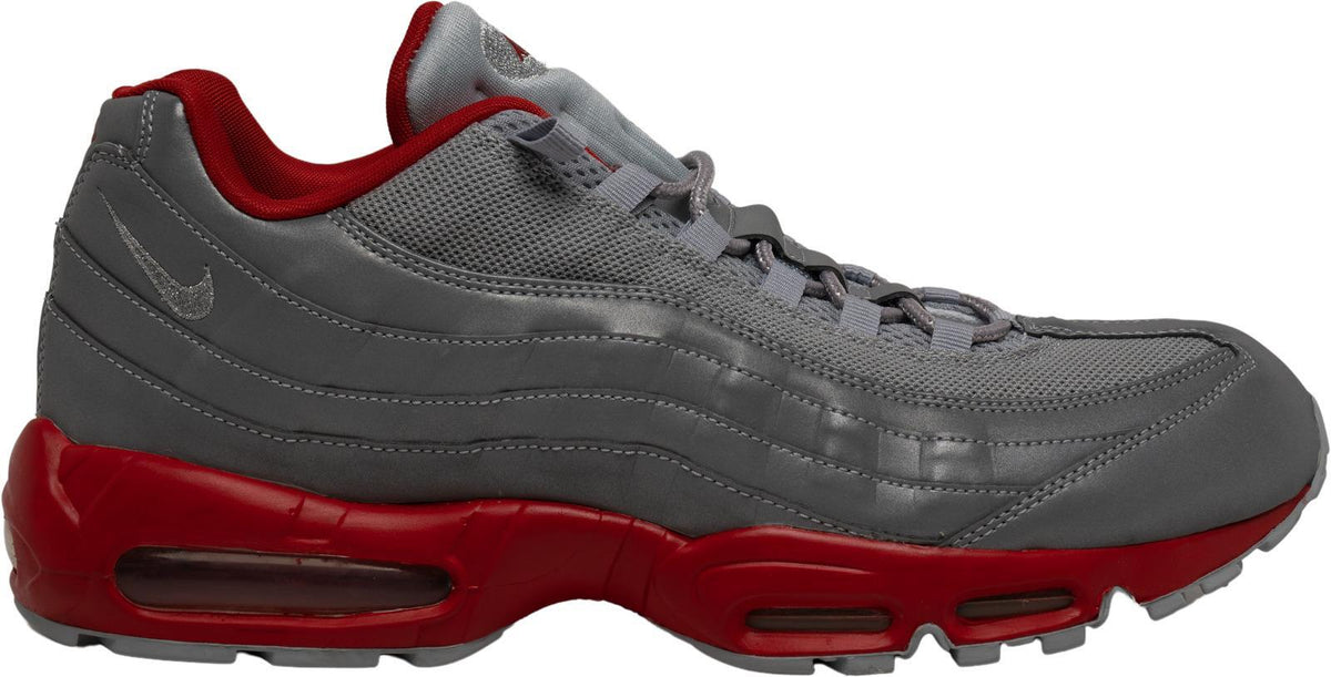 Nike Air Max 95 Men's Sneakers Silver/Gray/Red Cushioned Low Top SIZE 8