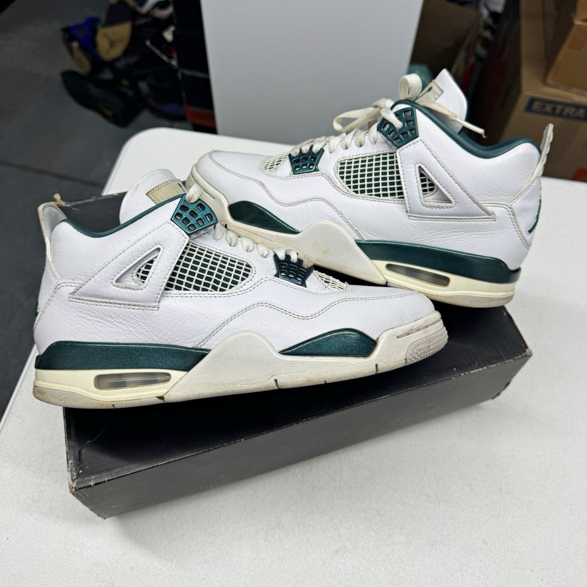 Jordan Air Jordan 4 Retro Men's Sneakers White/Oxidized Green FQ8138-103 SIZE 8