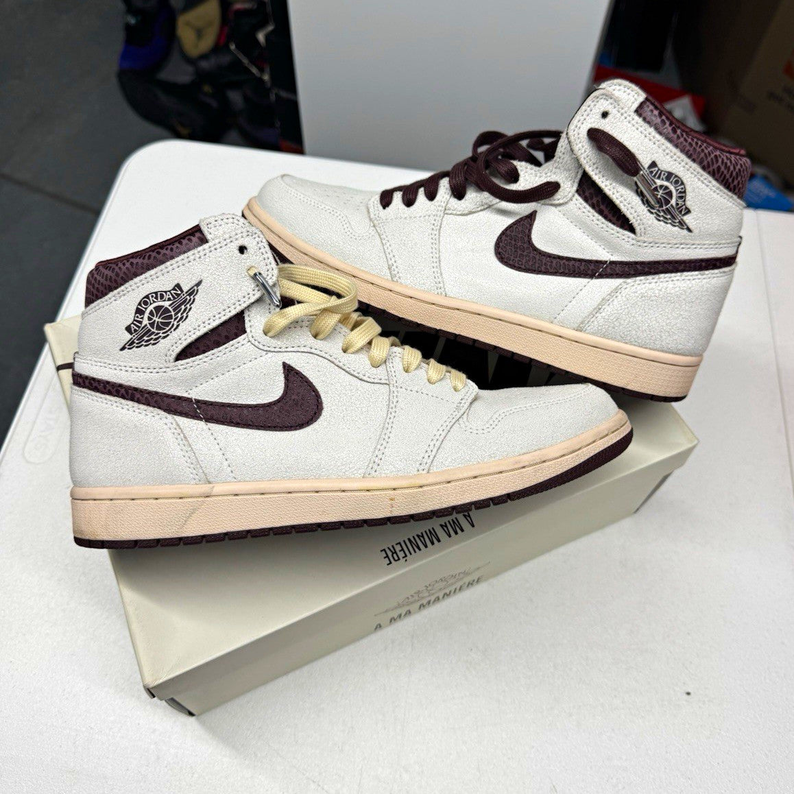 Jordan Air Jordan 1 High OG x A Ma Maniere Airness Sail/Burgundy 2021 SIZE 10.5